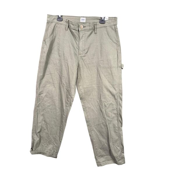 Lee Workwear Carpenter Pants Womens 14 Green Utility Hammer Loop Herringbone - Picture 1 of 10